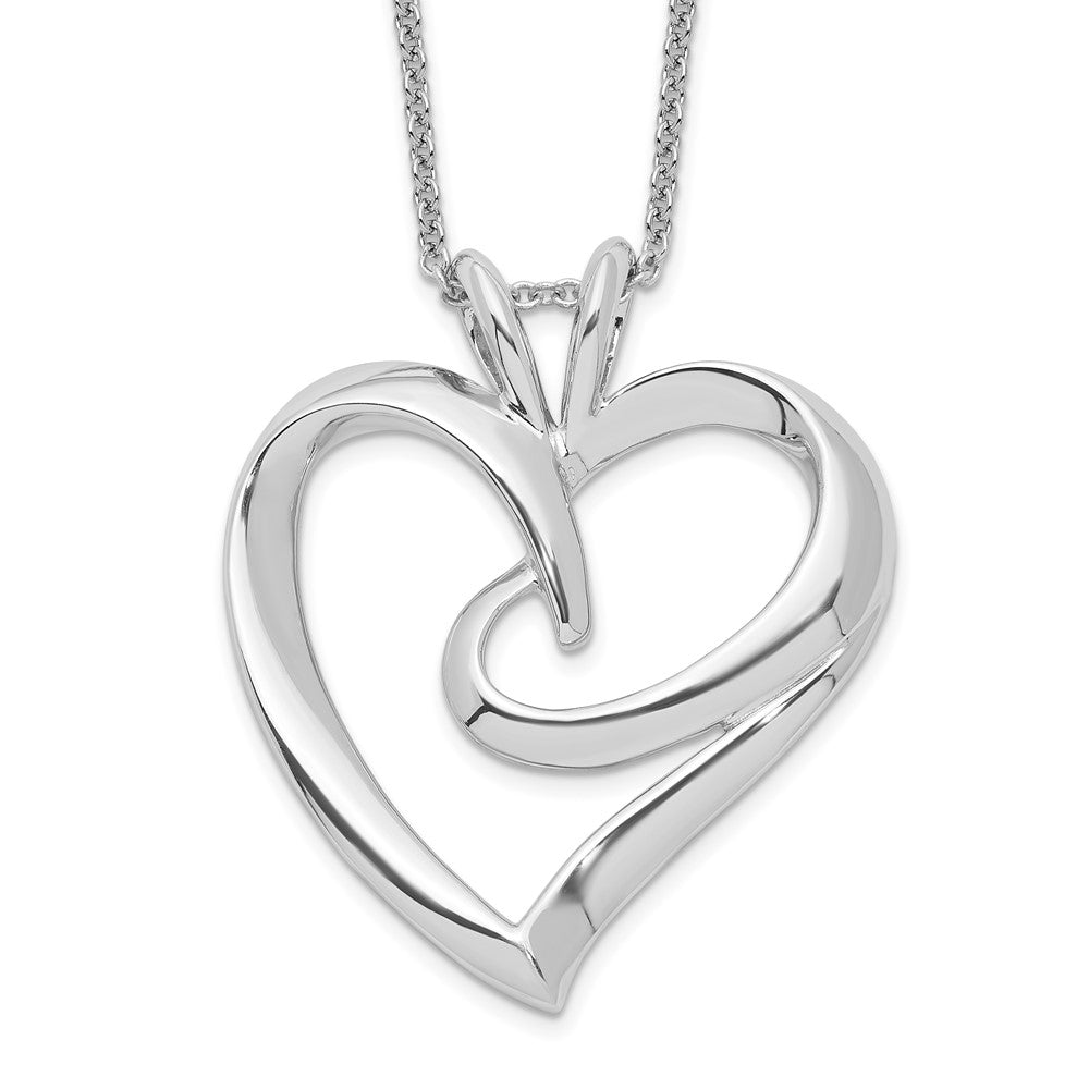 Sentimental Expressions Sterling Silver Rhodium-plated The Hugging Heart 18in Necklace 18 Inches