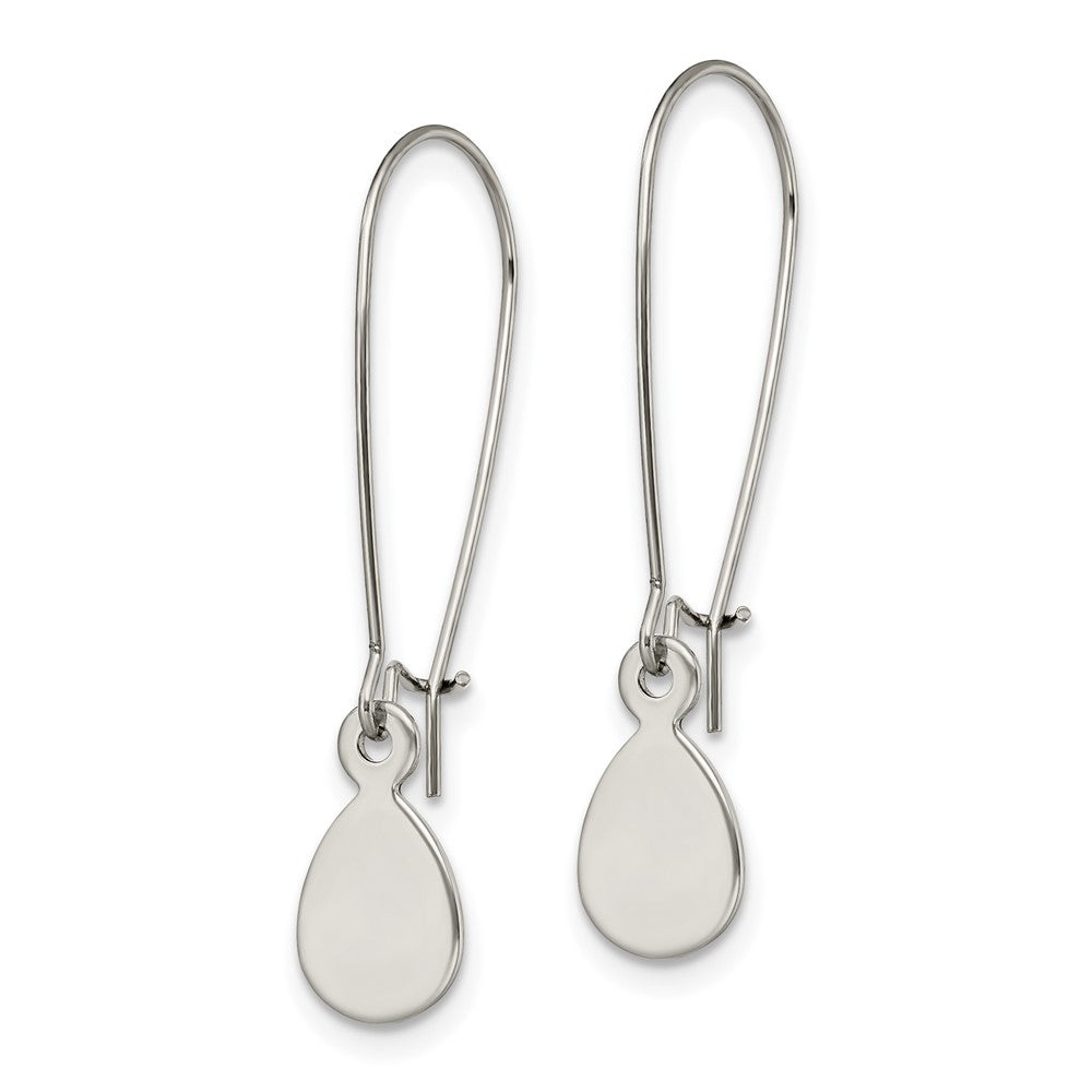 Stainless Steel Polished Teardrop Dangle Kidney Wire Earrings