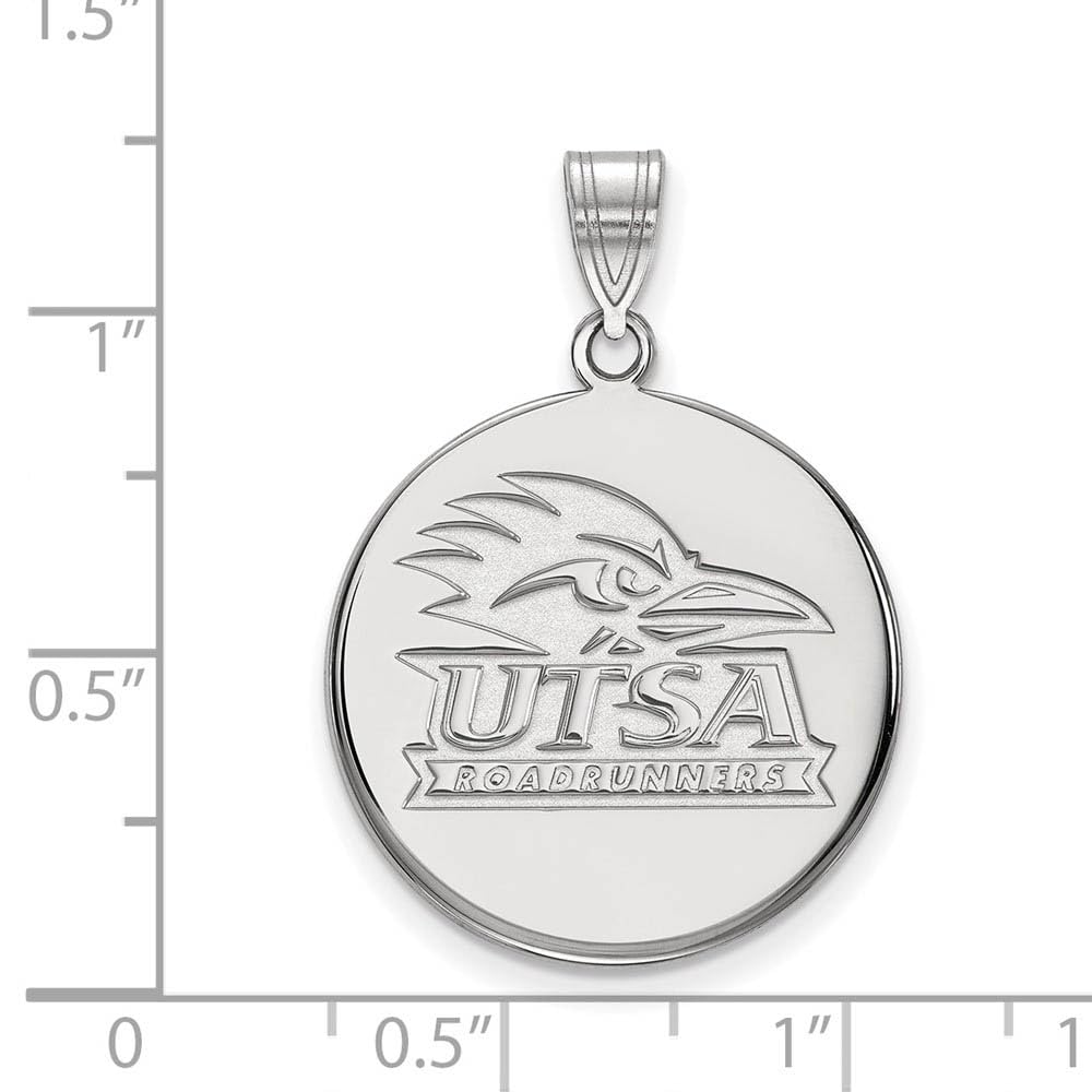 LogoArt Sterling Silver University Of Texas At San Antonio Large Disc Pendant Necklace