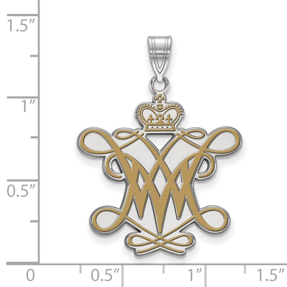 Sterling Silver LogoArt Official Licensed Collegiate William And Mary XL Enamel Pendant