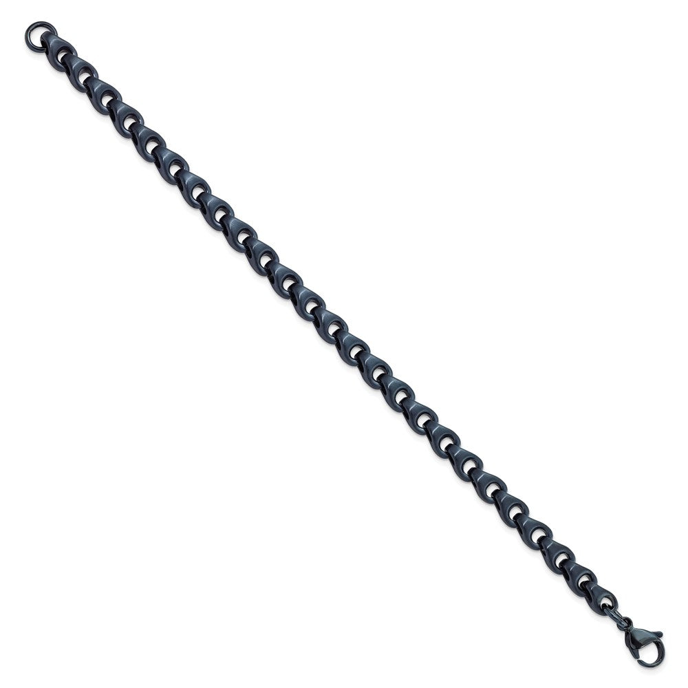 Stainless Steel Brushed Dark Grey/Blue IP-plated 5.75mm 8.5in Bracelet 8.5 inches