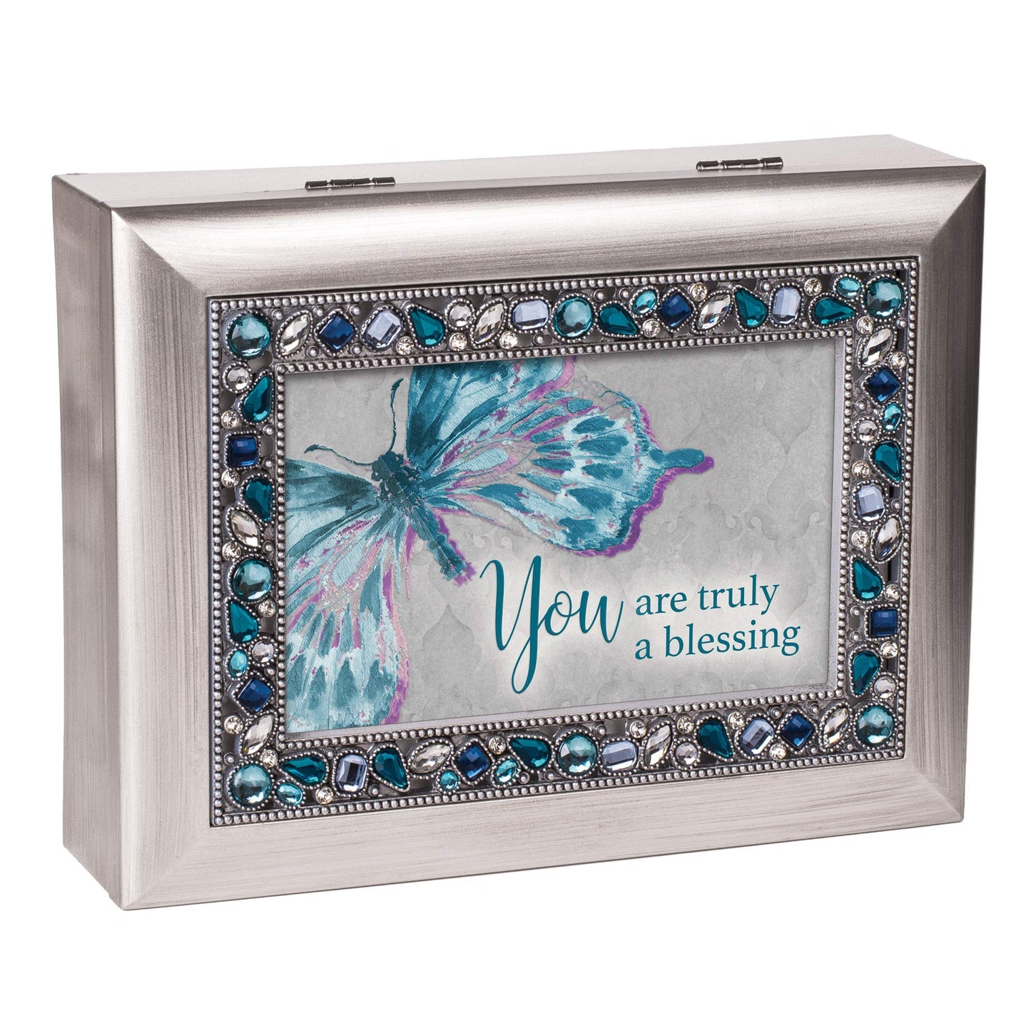 You Are Truly A Blessing Silver Jeweled Music Box