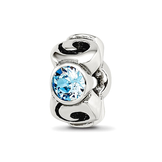 Sterling Silver Reflections March Lt Blue Preciosa Crystal Birthstone Bead