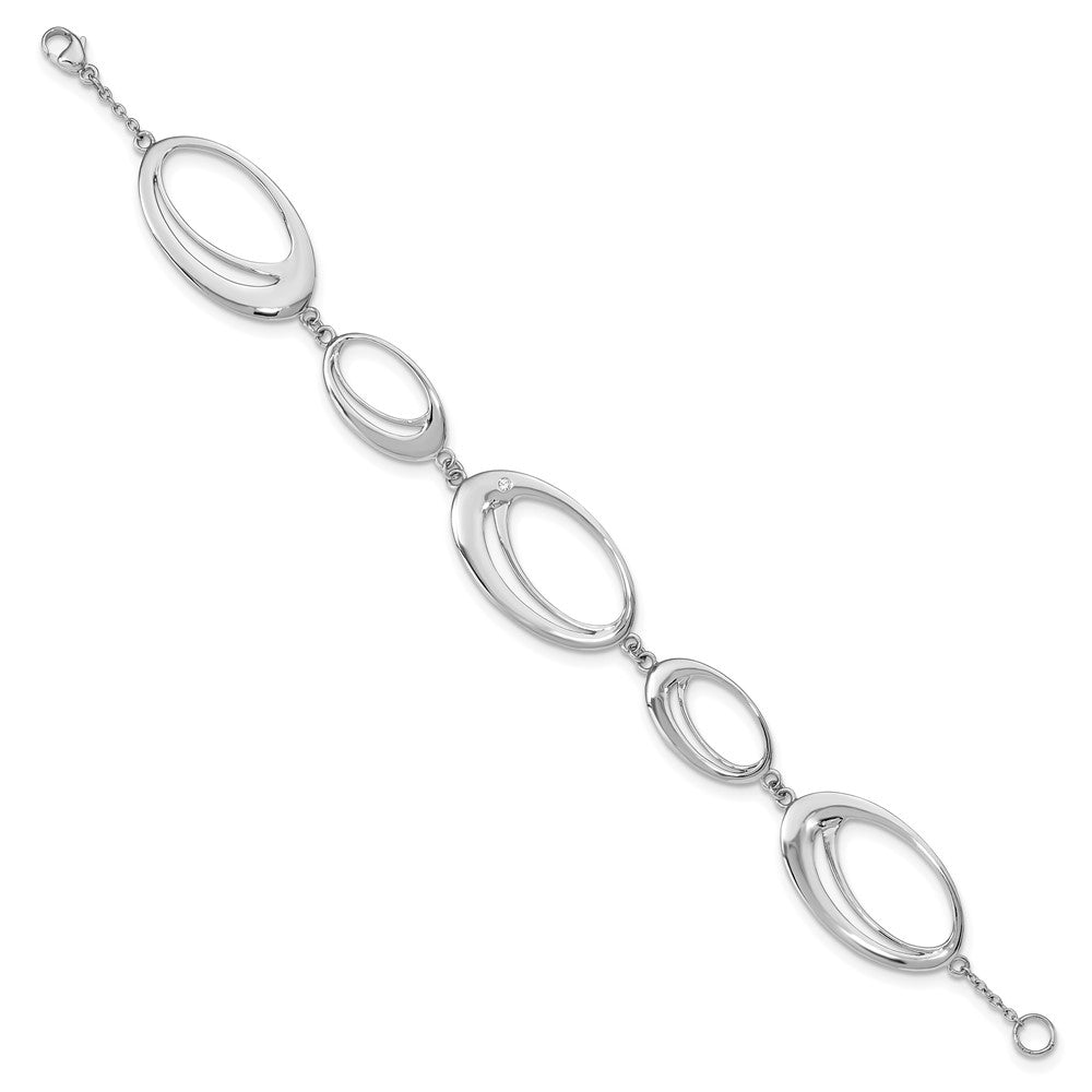 White Ice Sterling Silver Rhodium-plated Diamond 7 Inch Fancy Ovals Bracelet 7 inches