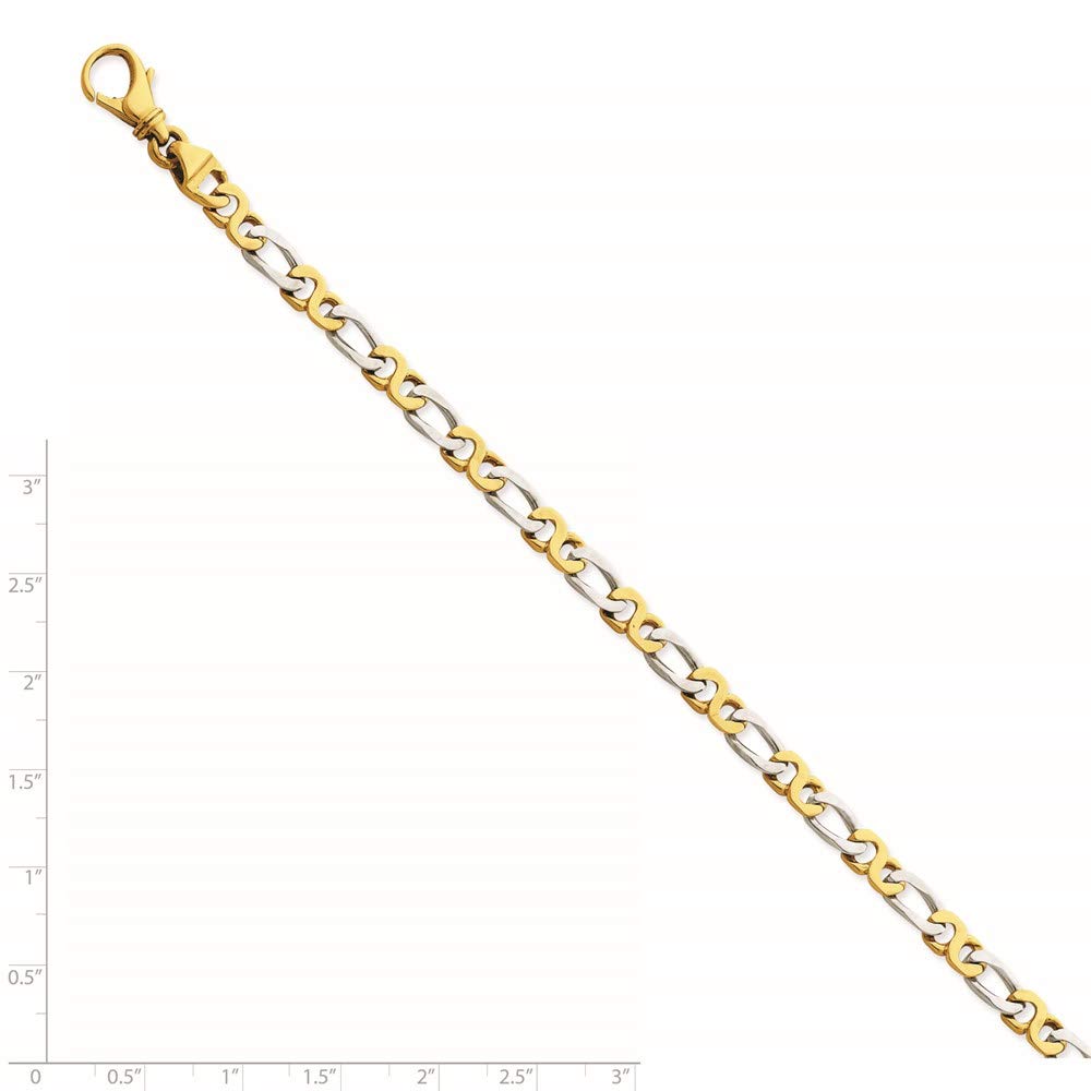 14K Two-tone 8 inch 4.8mm Hand Polished Fancy Link with Fancy Lobster Clasp Bracelet