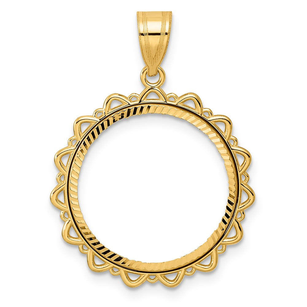 14k Diamond Cut Multi Arch with 18.0mm Prong Coin Bezel Pendant