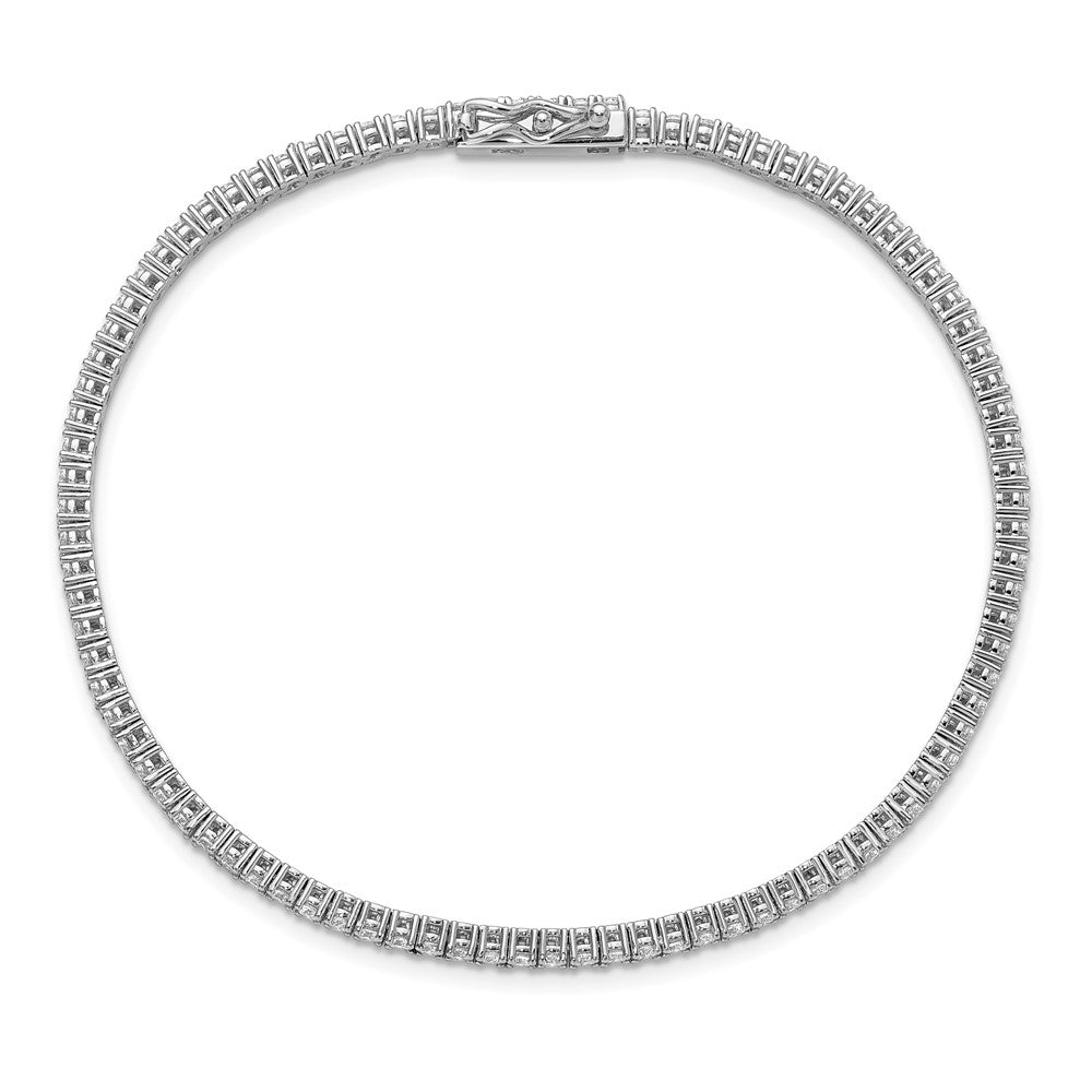 Sterling Shimmer Sterling Silver Rhodium-plated 2mm CZ 93 Stone 8 inch Bracelet 8 inches