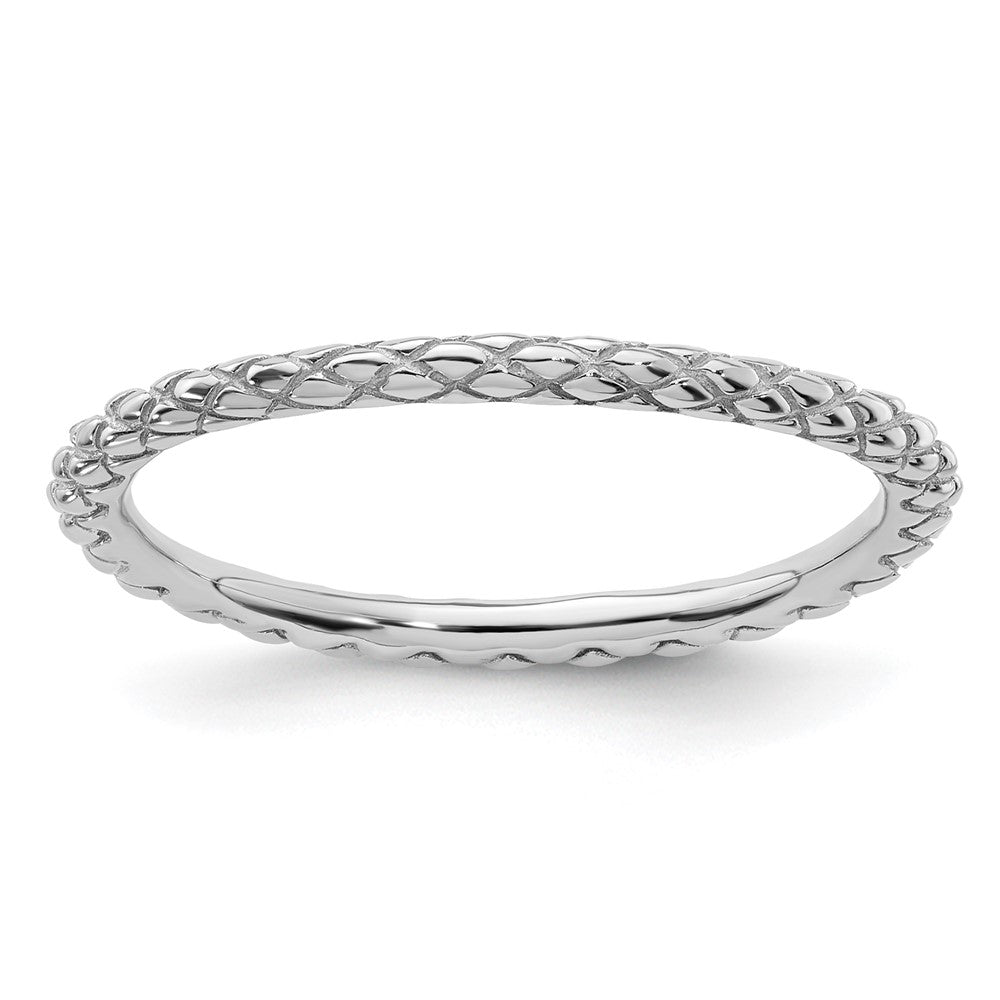 Sterling Silver Stackable Expressions Rhodium Criss-cross Ring Size -7