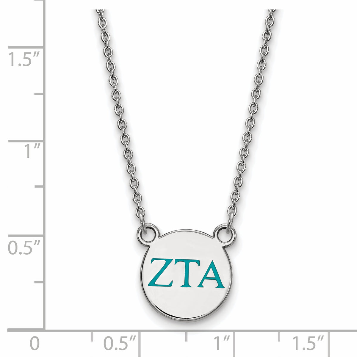 Sterling Silver 18in Official Licensed Greek Sororities Zeta Tau Alpha (ZTA) XS Enamel Pendant w/Necklace