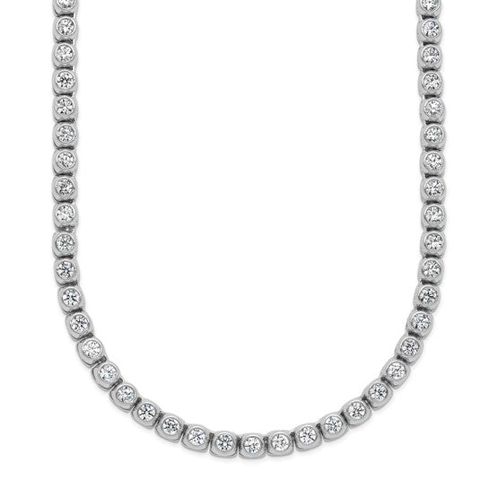 Sterling Shimmer Sterling Silver Rhodium-plated Bezel Set 2.5mm CZ 106 Stone 17 inch Necklace 17 Inches
