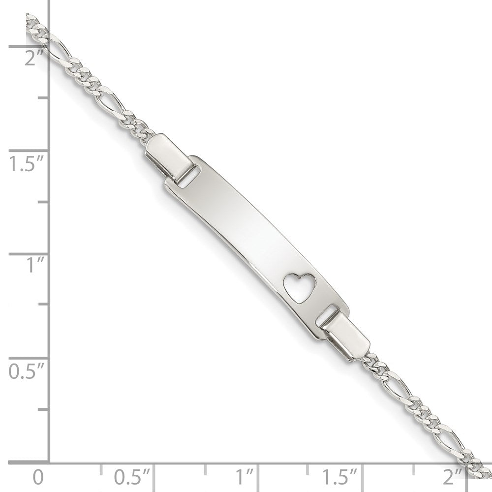 Sterling Silver Baby ID with Cut-out Heart Bracelet 5.5 inches