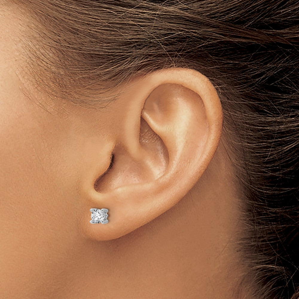 14k White Gold 2/3 ctw Lab Grown Diamond VS+ F+ Round 4 Prong Heavy Wt. Stud Earrings