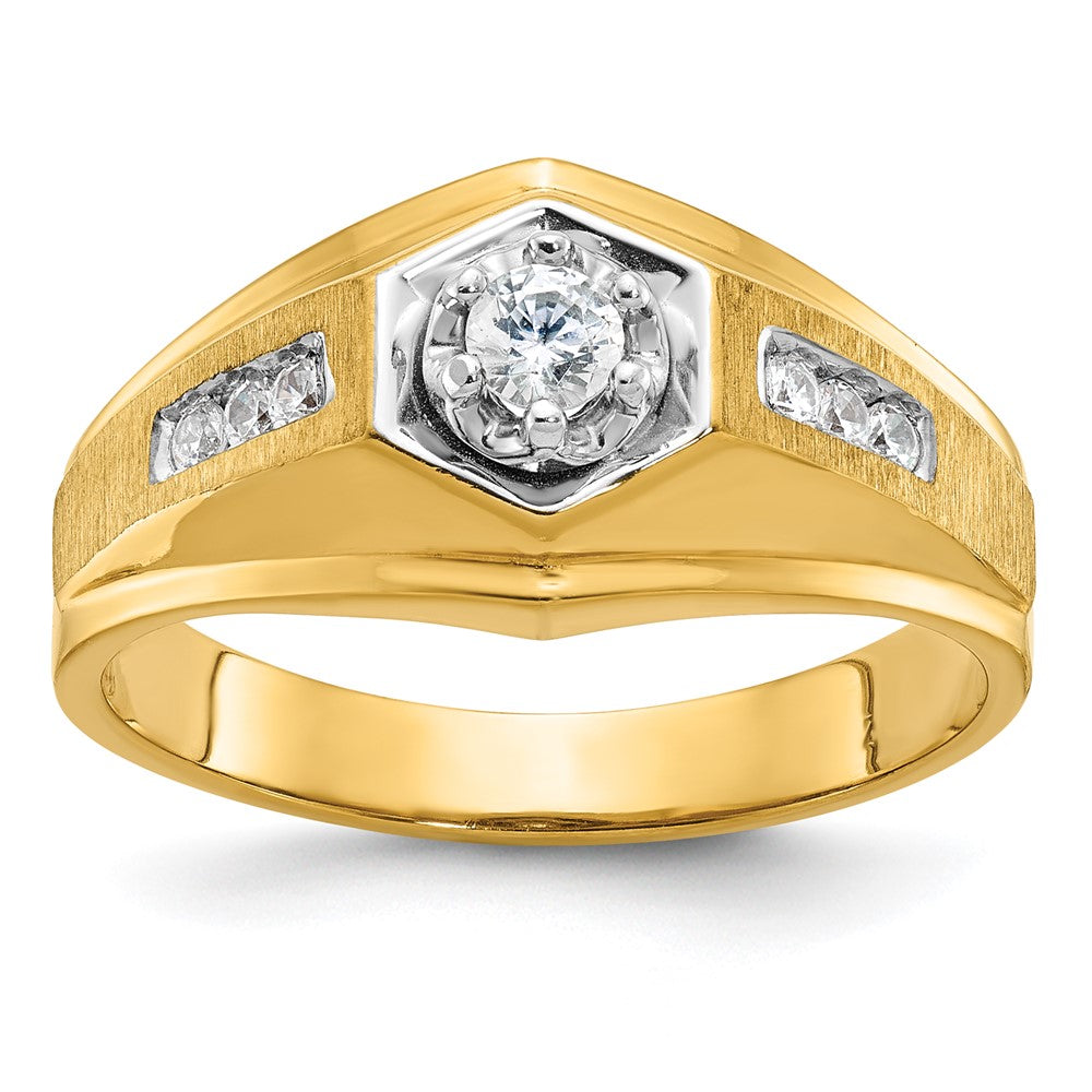 14k IBGoodman Men's Polished and Satin Diamond Ring Mounting