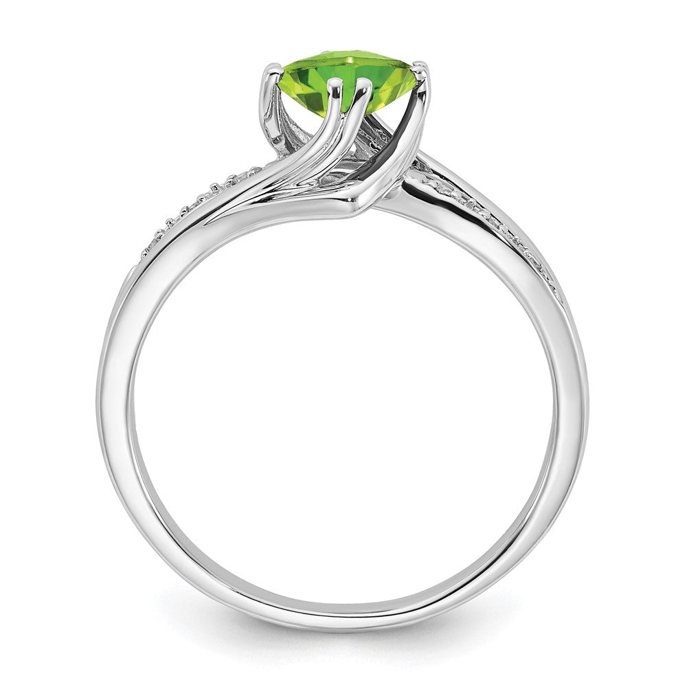 SS 6X6 Peridot and Diamond Ring