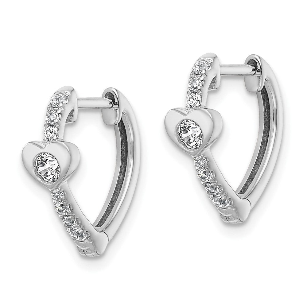 True Origin 14k White Gold 1/3 carat Lab Grown Diamond VS DEF Heart-shaped Hinged Hoop Earrings