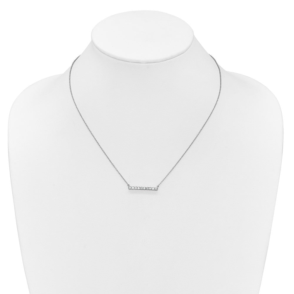 14k White Gold Diamond Bar 18 inch Necklace
