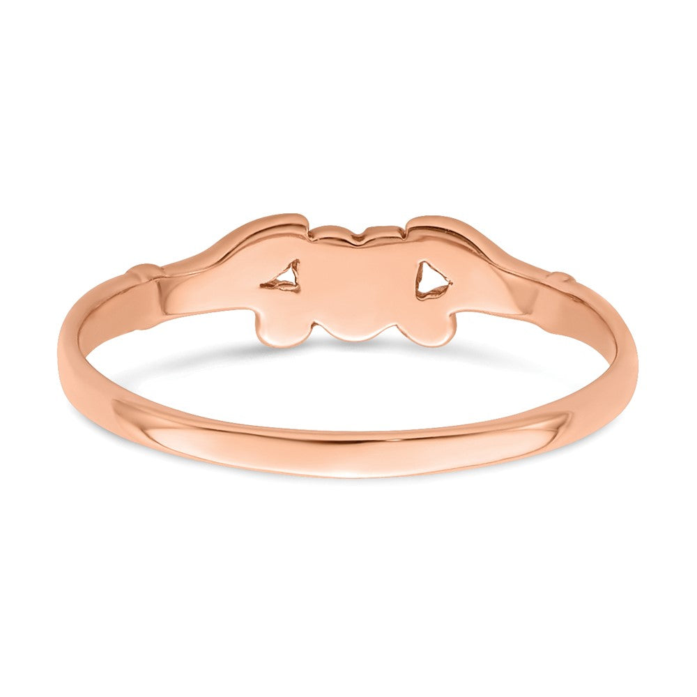 14K Rose Gold Textured Mini Heart Baby Ring Size 1