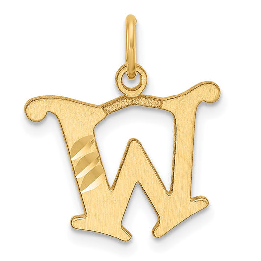 14K Diamond-cut Letter W Initial Charm