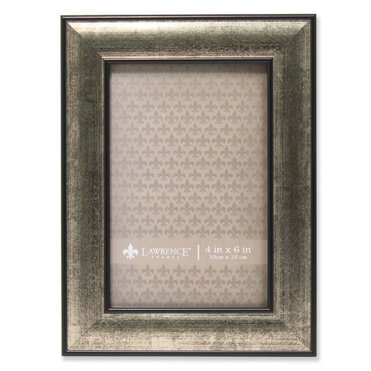 4x6 Domed Burnished Silver and Black Polystyrene Picture Frame QGM14182