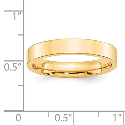 14k Yellow Gold 4mm Standard Weight Flat Comfort Fit Wedding Band Size 10