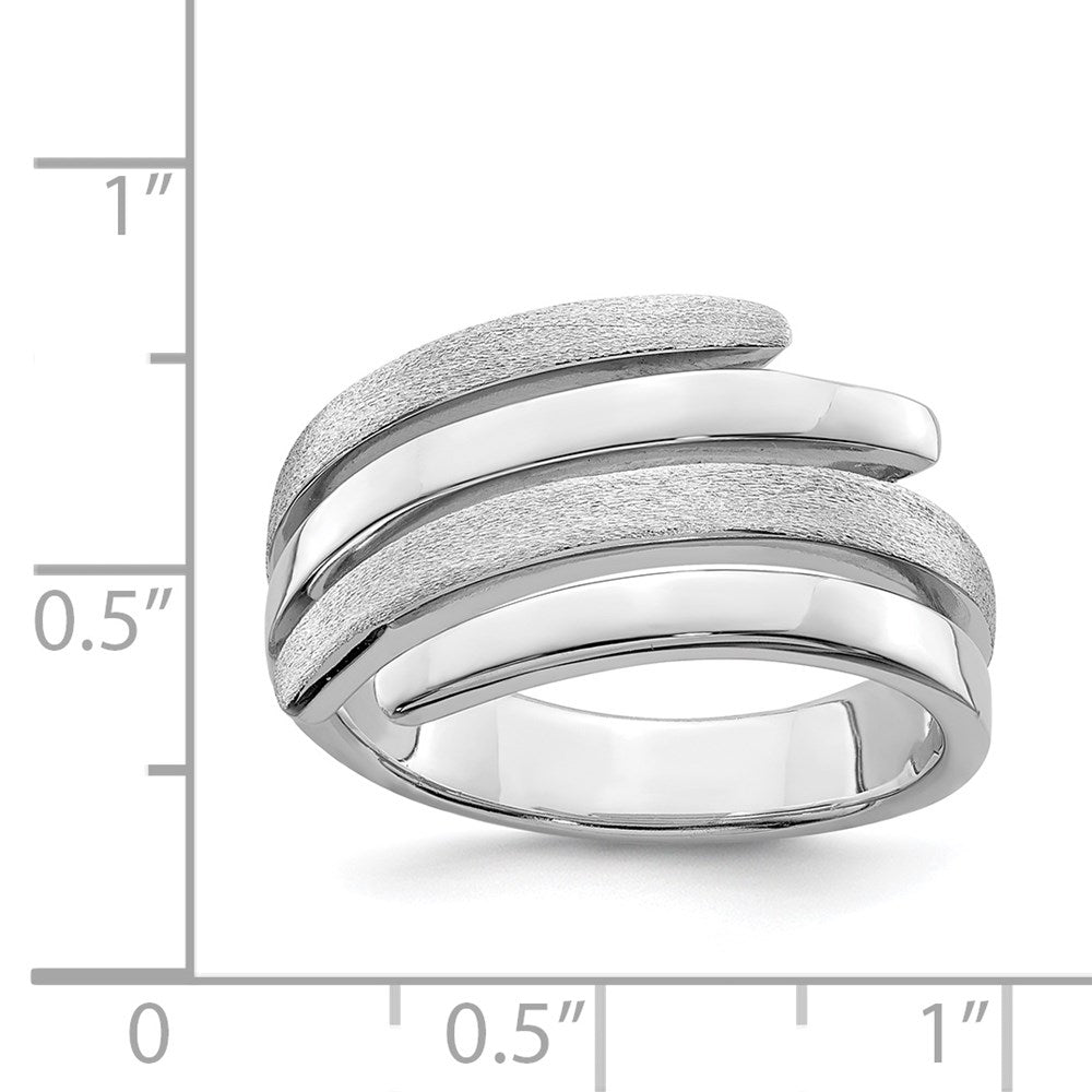 Sterling Silver Rhodium-plated Polished and Brushed Ring