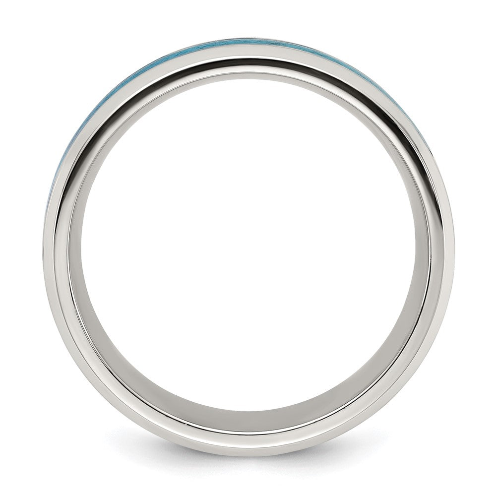Chisel Stainless Steel Polished with Turquoise Inlay 8mm Band Size - 11.5