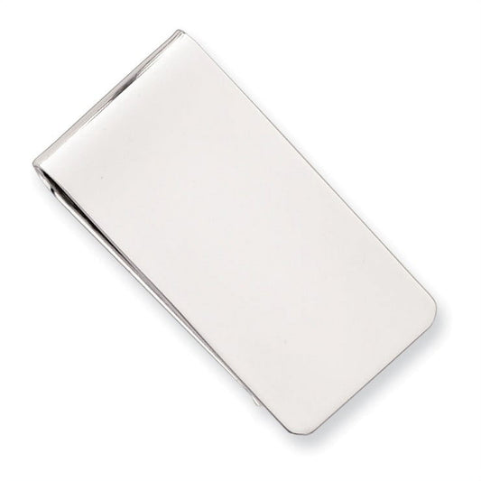 Rhodium-plated Kelly Waters Polished Rectangle Money Clip QGL8739