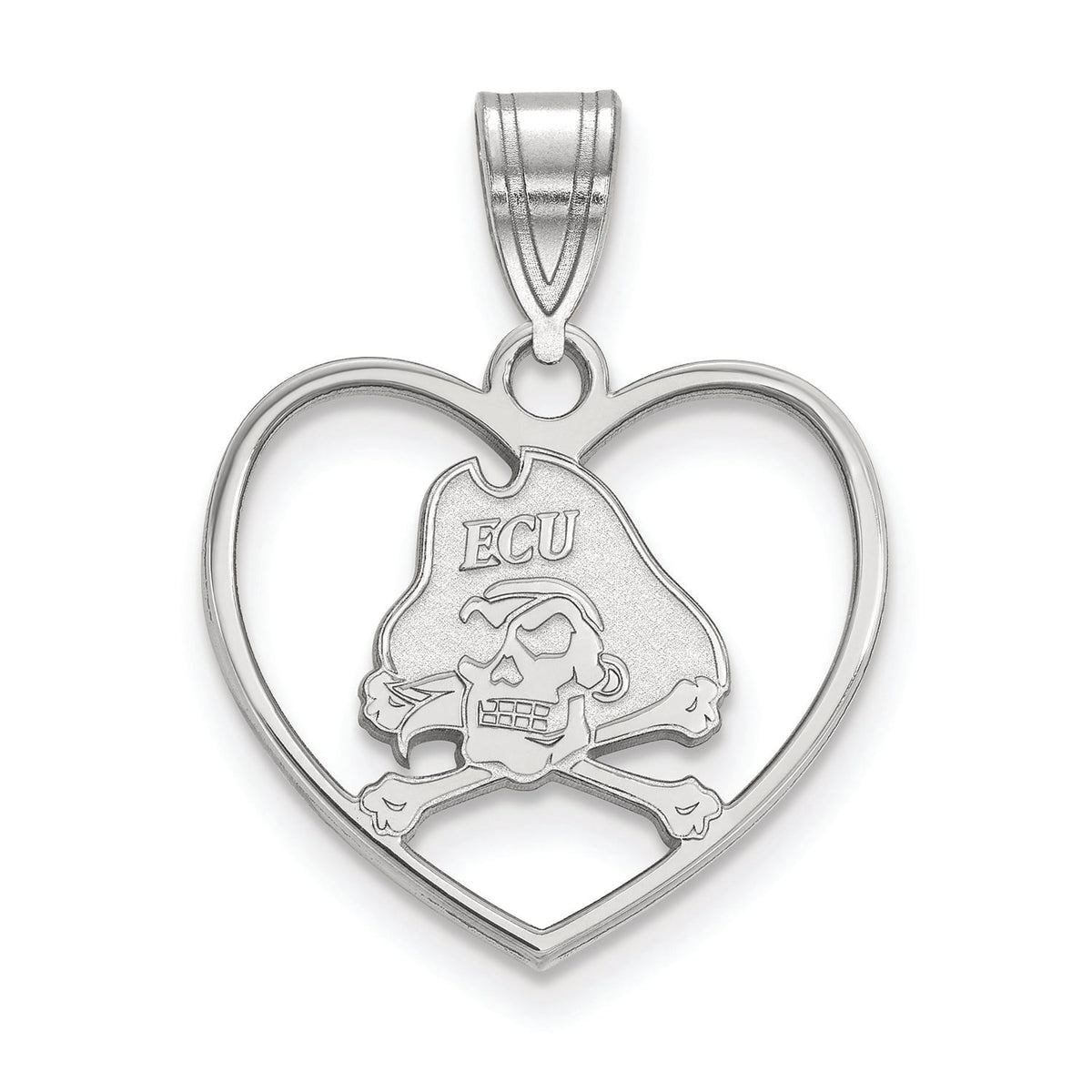 Women's ECU Pirates Sterling Silver Mascot Heart Pendant