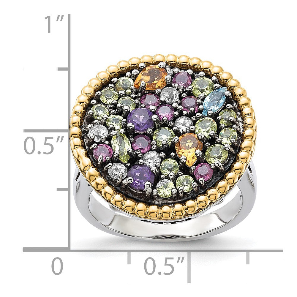 Sterling Silver w/14k Accent 1.88tw Multi Gemstone Ring