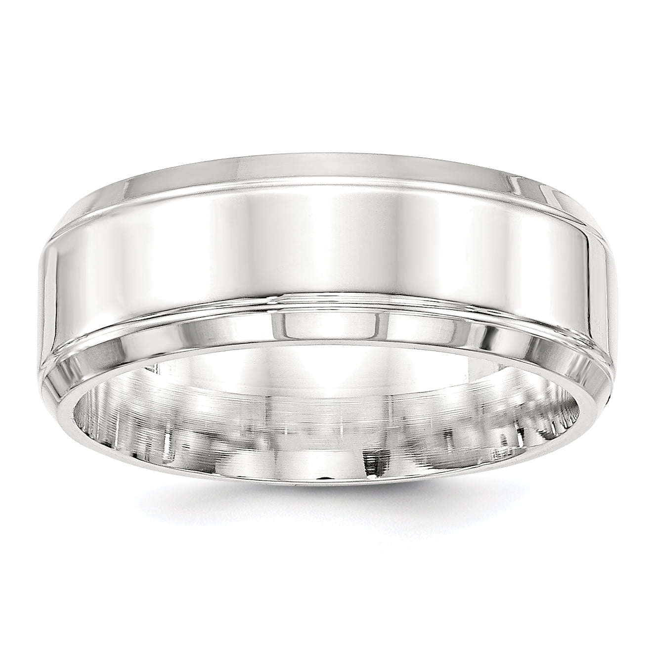 Sterling Silver 6mm Polished Flat Beveled Edge Fancy Band Size 12