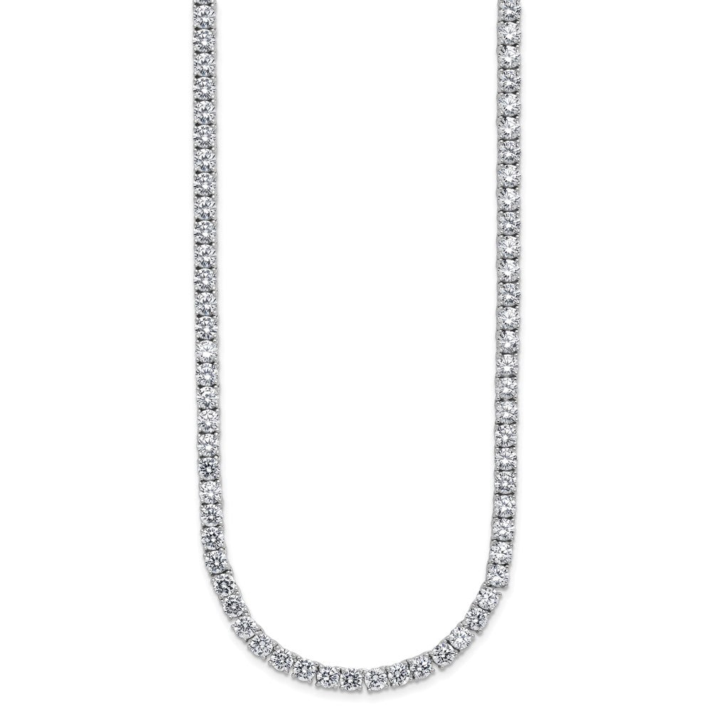 Cheryl M Sterling Silver Rhodium-plated Polished 4.00mm CZ with Safety Clasp Tennis Necklace 20 Inches