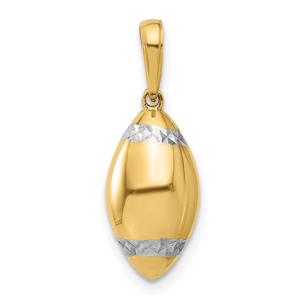 14k and White Rhodium D/C 3D Football Pendant