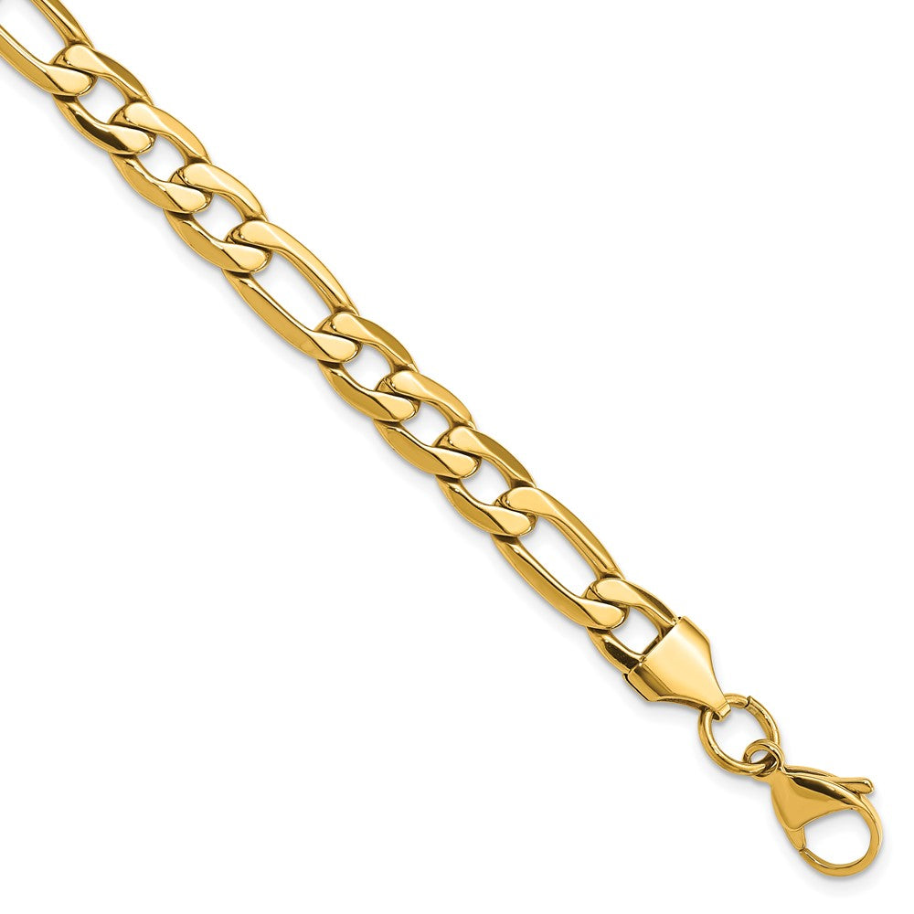 Stainless Steel Polished Yellow IP-plated 7.50mm Figaro 8.25in Bracelet 8.25 inches