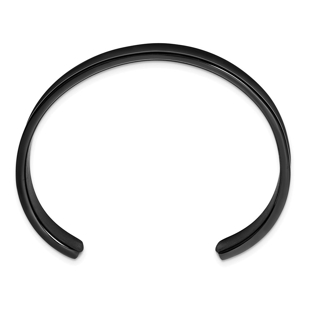 Titanium Brushed w/Polished Edge Black IP-plated 10mm Cuff Bangle 7 inches
