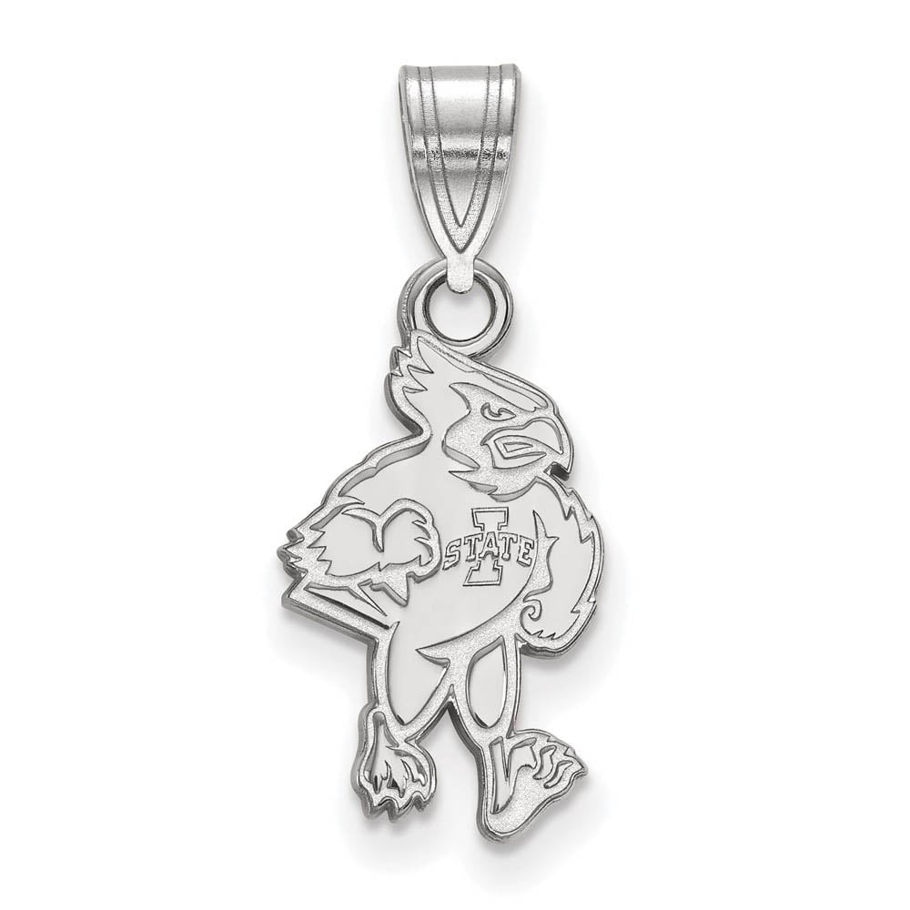 Sterling Silver Rhodium-plated LogoArt Iowa State University Cardinal Medium Pendant Q-SS017IAS