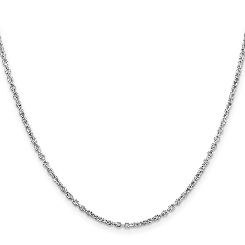 14K White Gold 22 inch 2mm Round Open Link Cable with Lobster Clasp Chain