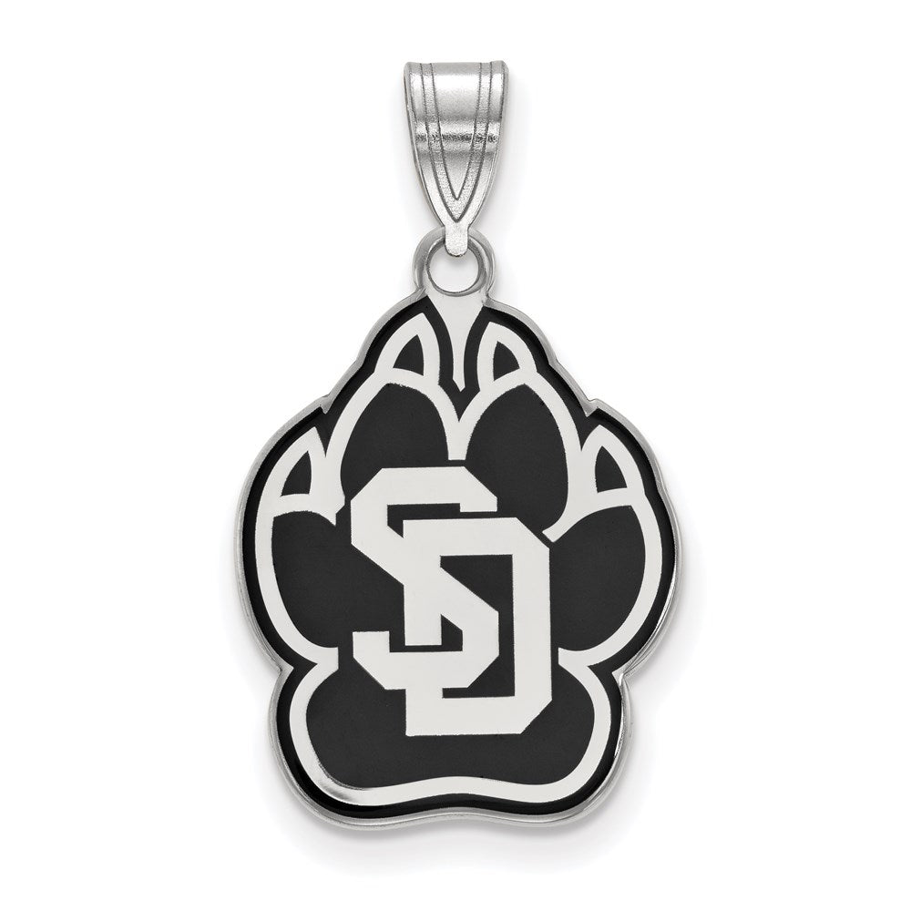 LogoArt Sterling Silver University Of South Dakota Large Enamel Pendant Necklace