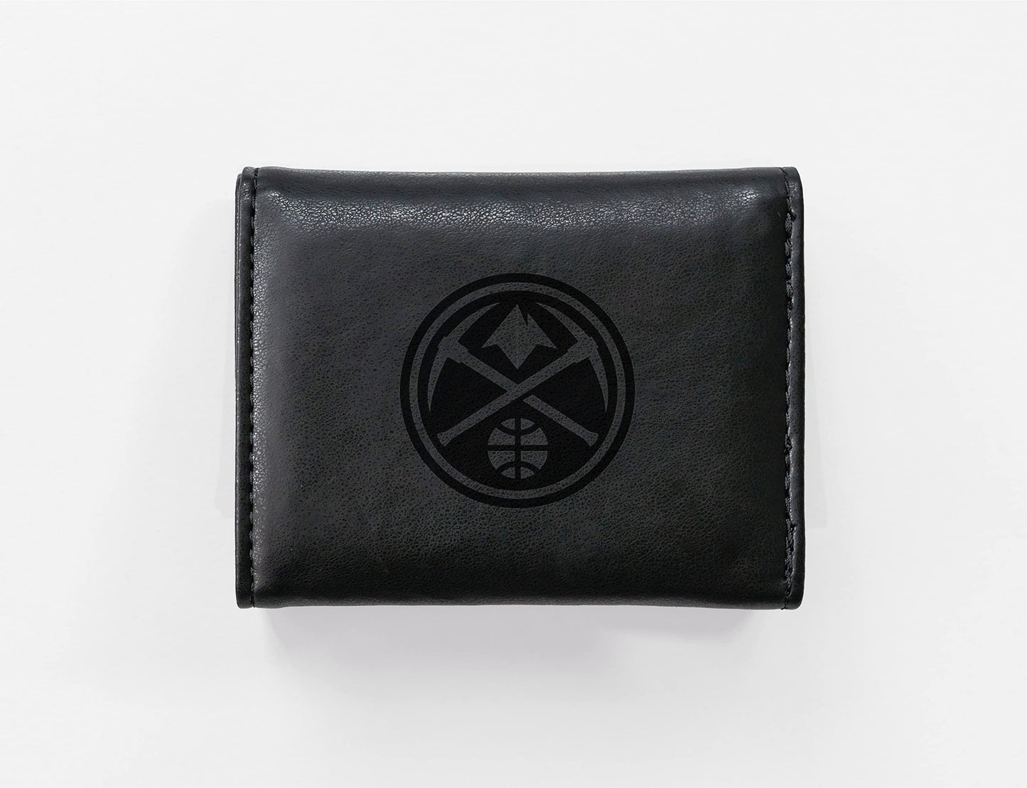 Basketball Rico Industries Denver Nuggets Black Laser Engraved Trifold Laser Engraved Tri-Fold Wallet - Men's Accessory