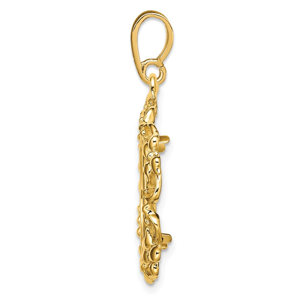Wideband Distinguished Coin Jewelry 14k Polished Flower Blossom 16.5mm Prong Coin Bezel Pendant