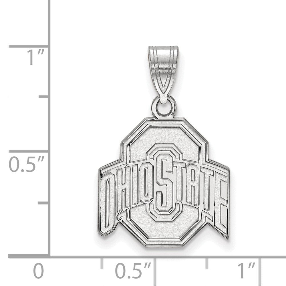 Sterling Silver Rhodium-plated LogoArt The Ohio State University Medium Pendant Q-SS003OSU
