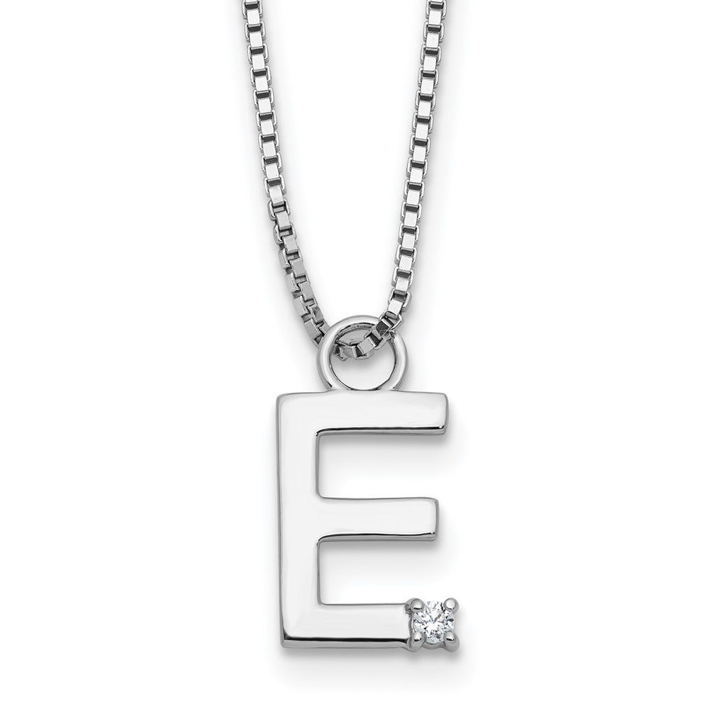 White Ice Sterling Silver Rhodium-plated 18 inch Diamond Letter E Initial Necklace plus 2 inch Extender 18 Inches