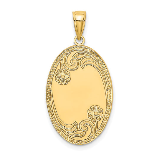 14K Oval with Engraveable Center Charm