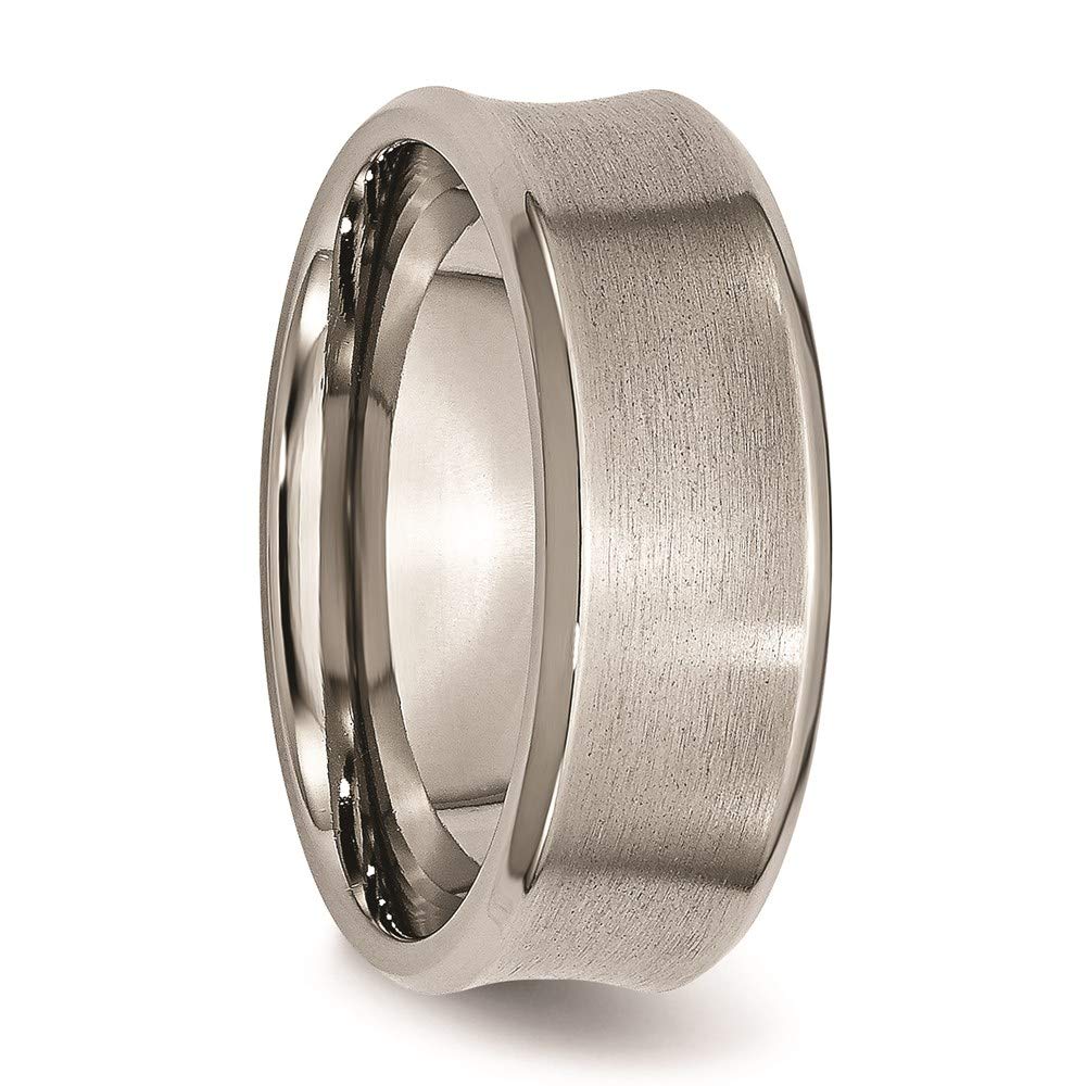 Titanium Brushed & Polished Concave 8mm Beveled Edge Band Size - 13.5