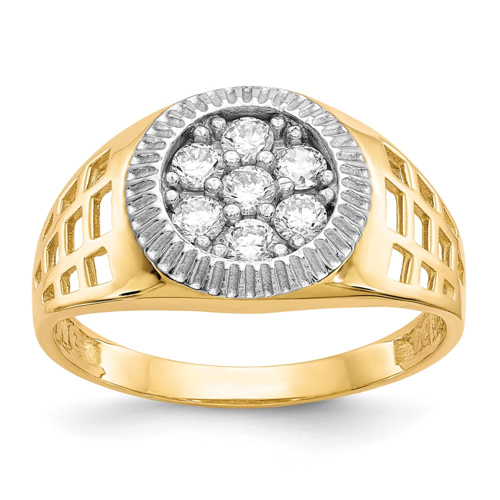 14k w/Rhodium Men's CZ Cluster Ring Size 10