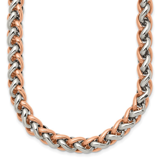 Stainless Steel Polished Rose IP-plated 24in Necklace