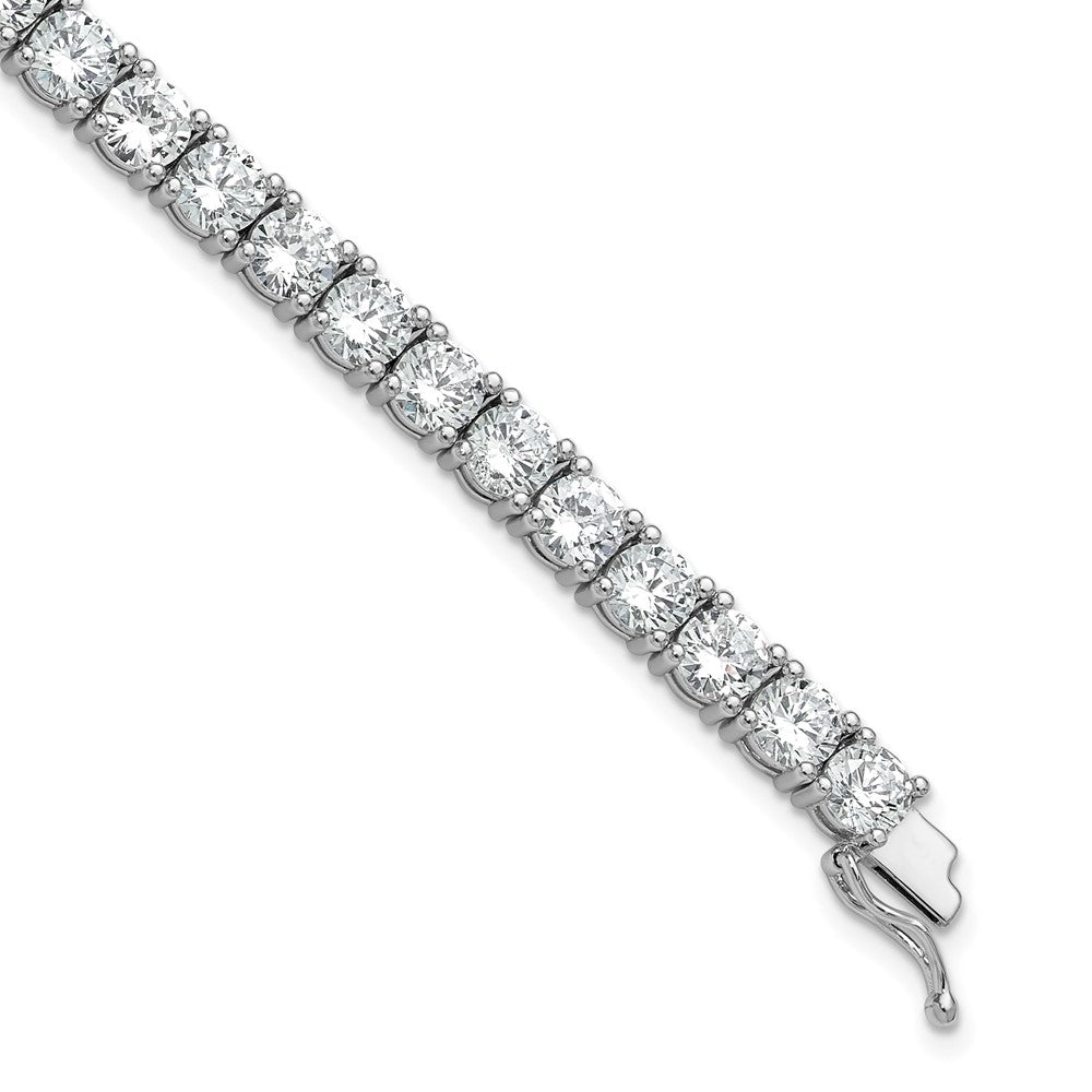 Sterling Shimmer Sterling Silver Rhodium-plated 5mm CZ 34 Stone 7 inch Bracelet 7 inches