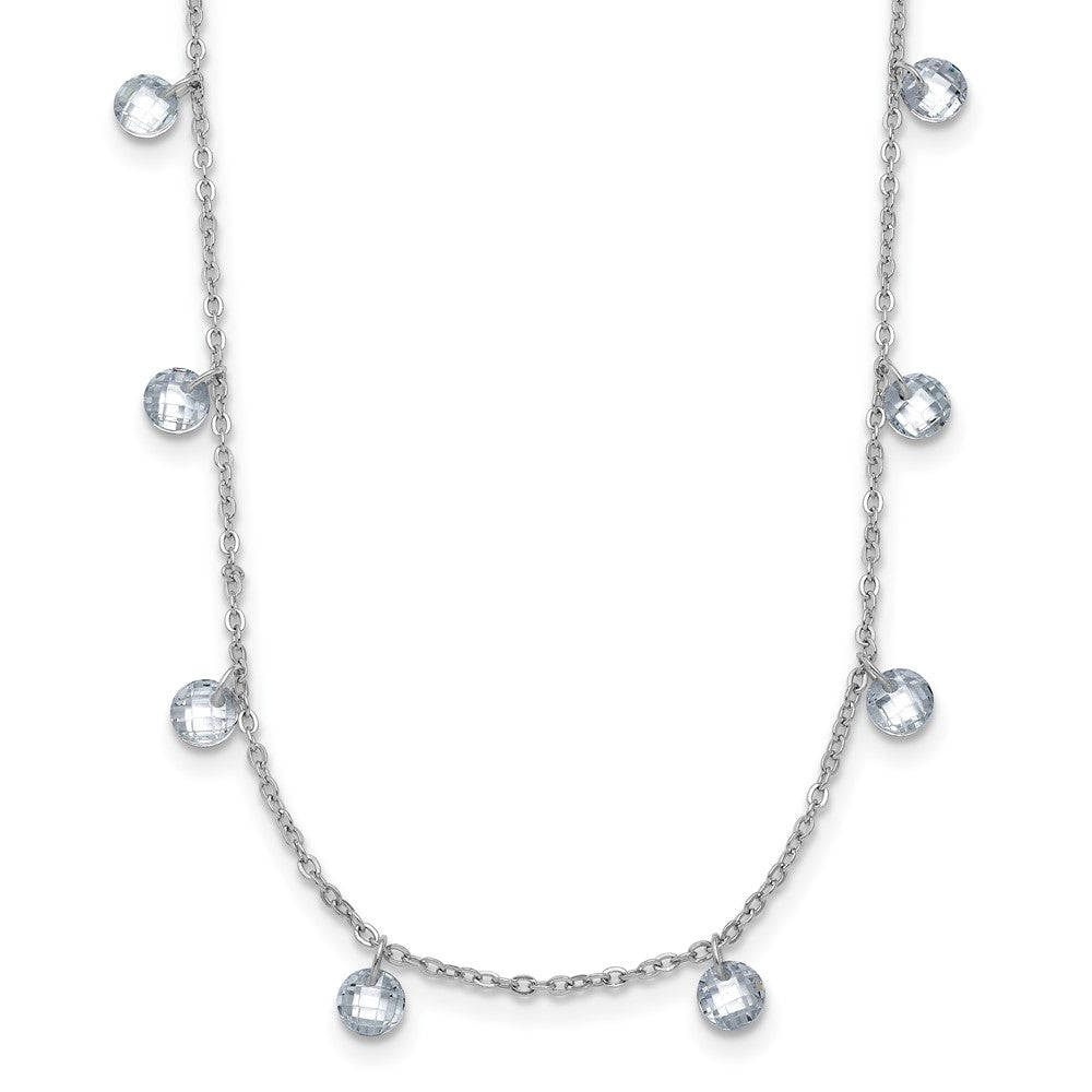 Sterling Silver Rhodium-plated CZ w/1in ext. Necklace