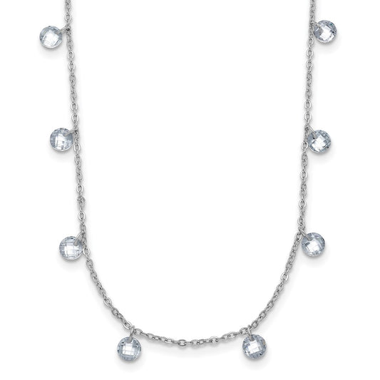 Sterling Silver Rhodium-plated CZ w/1in ext. Necklace