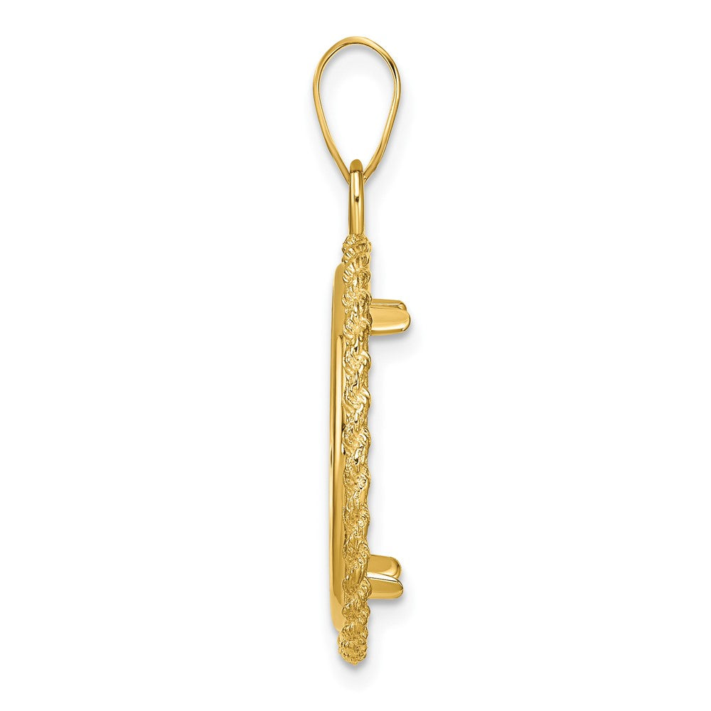 Wideband Distinguished Coin Jewelry 14k Polished with Casted Rope 18.0mm Prong Coin Bezel Pendant