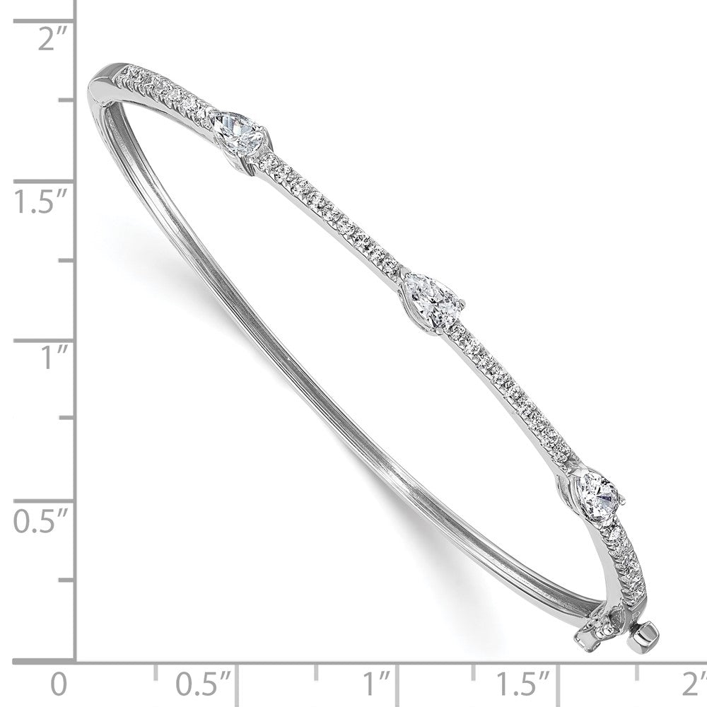 True Origin 14K White Gold 1 3/8 carat Lab Grown Diamond VS+ F+ 6.75 in Complete Hinged Bangle
